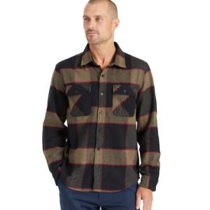 Brixton Size M Bowery Plaid Button Up Flannel Shirt Shacket Charcoal Long Sleeve
